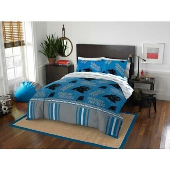 Carolina Panthers NFL Full 5 Piece Comforter Bedding Team Logo Bed in Bag Set - Picture 1 of 3